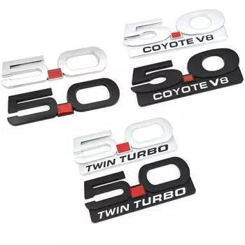 5.0 Наклейка с логотипом на задний багажник, эмблема, 3D-наклейки для автомобиля 5.0 Coyote V8 TWIN Turbo, эмблема M-ustang 5.0 чёрный