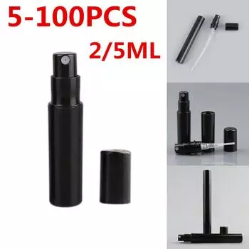 5-100 шт. 2/5 мл черный пластиковый распылитель пустой распылитель для духов контейнер для заправки образец флаконы для макияжа 2ML * 5PCS чёрный