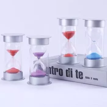 5/10/15/20/30/60 минут Мини Серебряная Крышка Песочные Часы Дети Делают Домашнюю Работу Чистить Зубы Таймер Противоударные Песочные Часы Домашние Украшения 5min (7x13cm)