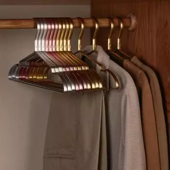 5/10/15/20 шт. матово-золотых вешалок, вешалка из алюминиевого сплава для хранения одежды в шкафу, противоскользящий прочный подвесной органайзер для платья 5PCS серебряный