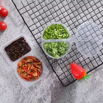 5/10/15/25 шт. Коробка для приправ, одноразовая и многоразовая, герметичная крышка, двойной отсек, контейнер для приправ A 5pcs