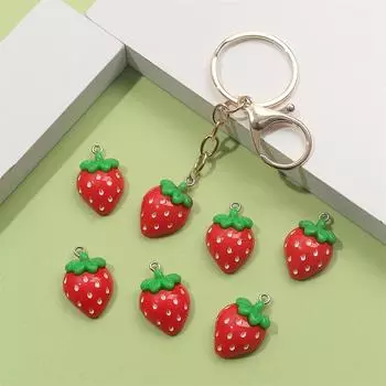 5/10/15 шт. Подвеска в виде клубники из смолы, плоская красная ягода, мультяшная клубника, изготовление ювелирных изделий своими руками, ожерелье, браслет, серьги, аксессуары 5pcs красный