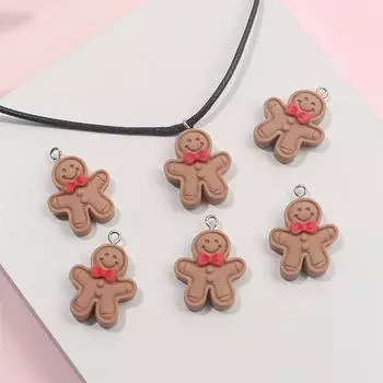 5/10/15 шт. Подвеска в виде пряника из смолы, украшения в виде пряничной куклы, украшения в виде снеговика, ожерелье, браслет, серьги, украшения своими руками 5pcs коричневый