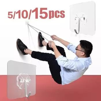 5/10/15 шт., прочный настенный клейкий крючок, прозрачные вешалки без следов для кухни, ванной комнаты, водонепроницаемый липкий крючок без перфорации, без гвоздей 5pcs