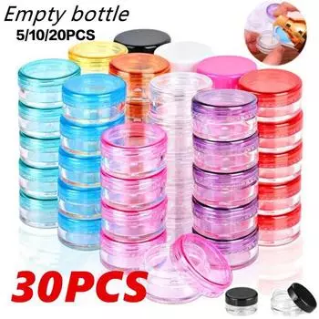 5/10/20/30 шт. пустой контейнер для образцов с крышками косметические баночки прозрачная пластиковая бутылка для макияжа ногтей ювелирные изделия красота 5PCS белый