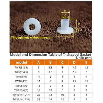 5/10/20/50/100 шт. M3 M4 M5 M6 M8 M10 M12 M14 M16 винт нейлоновая прокладка транзистора шаг T-типа пластиковая шайба изоляционная прокладка 5Pcs TW-1214/M12 белый