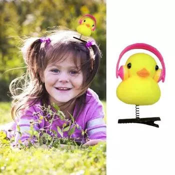 5/10/20/50 шт., мультяшная маленькая желтая утка, плюшевая весенняя заколка для волос для девочек, носящая наушники, декор в виде утки, заколка для волос, аксессуары для волос 5pcs