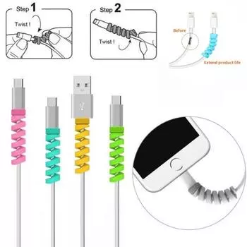 5/10/20/50 шт. защитная силиконовая обертка для провода Apple IPhone USB зарядный кабель противоразрывная спиральная защитная крышка 5PCS