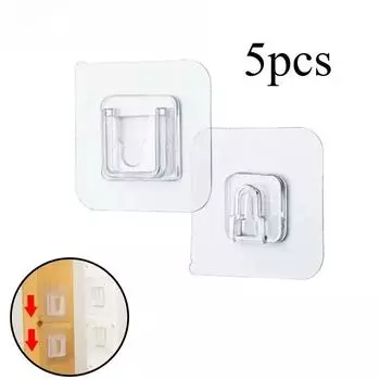 5/10/20 Double-Sided Adhesive Wall Hooks Hanger Strong Transparent Suction Cup Sucker Hooks Kitchen Bathroom Storage Plug Socket Holders 5pcs
