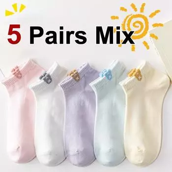 5/10/20 пар женских летних вязаных носков с рисунком, впитывающих пот, дышащих, модных, с принтом, мягких, удобных, повседневных носков One Size