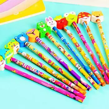 5/10/20 шт. 19 см милый мультфильм с ластиком карандаш детский день рождения начало школы мальчик девочка подарок детский сад школьный приз подарочный набор Random color-5 Pack
