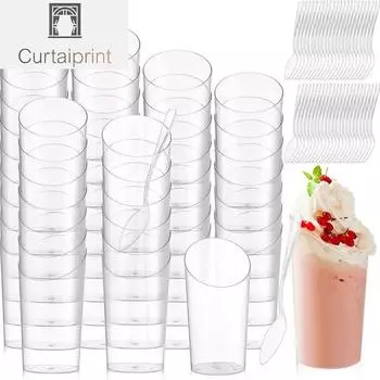 5/10/20 шт., 80 мл, пластиковые чашки для пудинга, мороженого, мусса, десерта, пикника, вечеринки, упаковки, чашки для десерта, рождественские принадлежности 5pcs