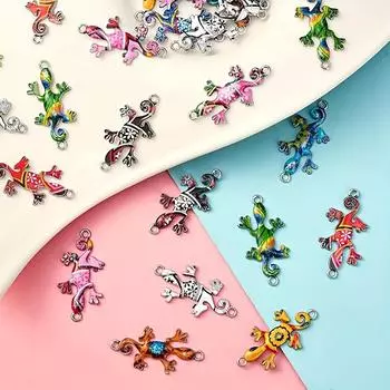 5/10/20 шт. креативная серия животных кулон цвета геккон ящерица форма двойное кольцо кулон DIY браслет ожерелье серьги брелок Random Color 5pcs