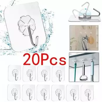 5/10/20 шт. Крючки для дверей, самоклеящиеся настенные крючки, прозрачные, противоскользящие, не оставляющие следов, прочные, наклеивающиеся на крючок, наклейка на стену для ванной комнаты и кухни