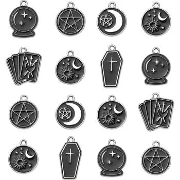 5/10/20 шт. Материал сплава креативный черный кулон Таро украшение звезда луна черный персонализированный кулон DIY браслет ожерелье серьги брелок 5pcs
