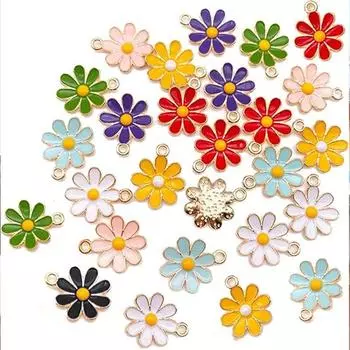 5/10/20 шт. подвески из сплава в виде хризантемы с каплями масла, подвеска в виде весенних цветов, ожерелье для изготовления ювелирных изделий, браслет, серьги, аксессуары для украшений своими руками 5pcs