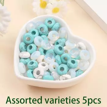 5/10/20 шт. разноцветных бусин из соснового материала с крупными отверстиями, креативные плоские бусины, декоративные бусины, интервальные бусины, бусины для устного счета 5pcs