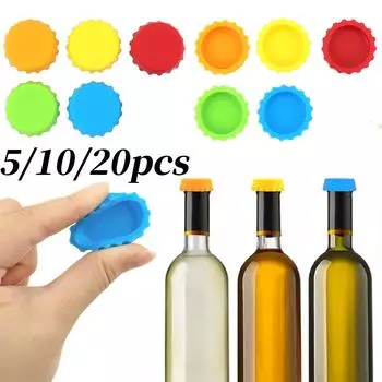 5/10/20 шт. силиконовые крышки для пивных бутылок, случайный цвет, защитная крышка для уксуса, соевого соуса, винная пробка, аксессуары для бара 5PCS