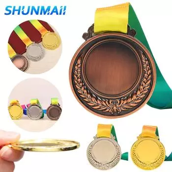 5/10/20pcs 2Inches Gold Silver Bronze Award Medal with Neck Ribbon Gold Silver Bronze Prize Round for Kids School Sports Meeting
