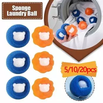 5/10/20pcs Sponge Laundry Ball Lint Remover for Clothing Washing Machine Cleaning Ball Cat Hair Remover Clothes Cleaning Roller