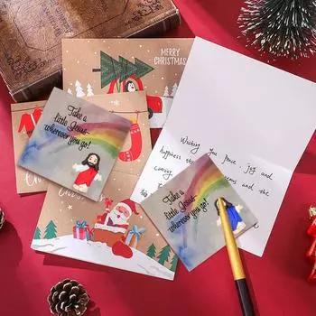 5/10/50 Веселые рождественские открытки для подарочной упаковки Бумажные бирки Санта-Клаус Бумажные открытки Рождество 2025 Ноэль Навидад