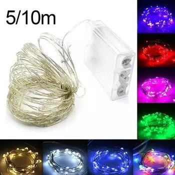 5/10 м гибкие медные светодиодные звездные провода огни строка свадьба DIY декор 5m красный