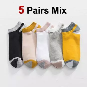 5/10 пар мужских хлопковых носков с цветными блоками, модный дизайн, летние, впитывающие пот, дышащие, мягкие, удобные, повседневные носки One Size