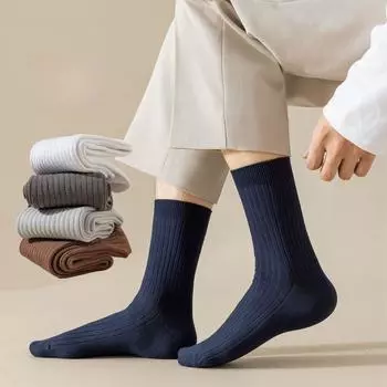 5/10 пар мужских хлопковых носков, удлиненные и утолщенные, теплые, дышащие и впитывающие пот носки 5 pairs белый