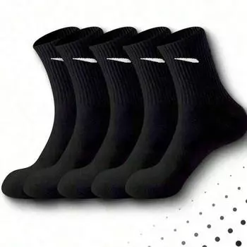 5/10 пар мужских спортивных носков унисекс с высокой талией, цвет черный, белый, дышащий, до середины икры, повседневные, всесезонные, простые, универсальные One Size