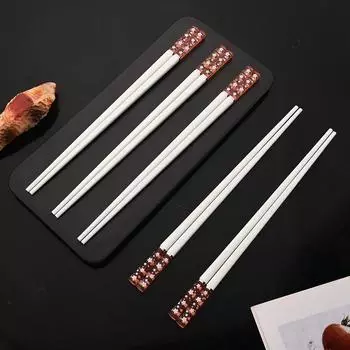 5/10 пар палочек для еды Amber Sakura с рисунком лепестков цветущей вишни, нескользящие палочки для суши, экологически чистые палочки для еды
