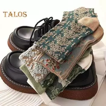 5/10 пар женских цветочных хлопковых носков, винтажные вышитые узорчатые носки, носки до щиколотки в этническом стиле 5pcs