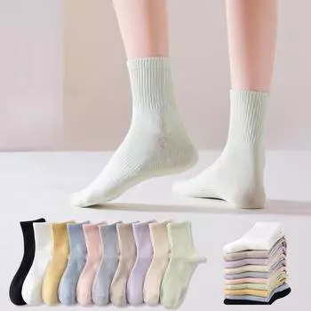 5/10 пар женских хлопковых носков, универсальные носки на все сезоны, дышащие и впитывающие пот носки 5 pairs белый