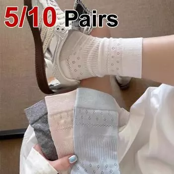 5/10 пар женских носков с цветочным узором, тонкие, впитывающие пот, дышащие, милые, повседневные носки на весну и лето One Size