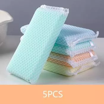 5/10 Pcs Dish Sponge Non Stick Scouring Pad Cleaning Supplies Resilient Net Foaming Easily For Pan Bowl Sponges Scouring