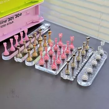 5/10 Подставка для ногтей из акрила Подставка для ногтей Накладные типсы Набор для демонстрации прозрачных держателей для ногтей Love DIY 1 row clear pink