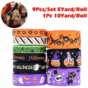 5/10 ярдов 10/15/25 мм хэллоуин украшения Grosgrain лента напечатанная хэллоуин лента для свадьбы рождественское украшение DIY обертка светло-зеленый