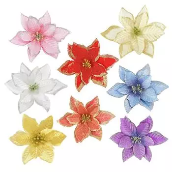 5/10 шт 13 см блестящие искусственные цветы для украшения рождественской елки своими руками рождественские украшения для дома свадьба рождественская вечеринка украшения 5pcs