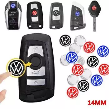 5/10 шт. 14 мм Наклейки с эмблемой ключа автомобиля Аксессуары с логотипом ключа управления для Volkswagen Golf-7 4 5 6 CC T-ROC Sharan Passat B5 6 7 Polos Tiguan R Line 5Pcs