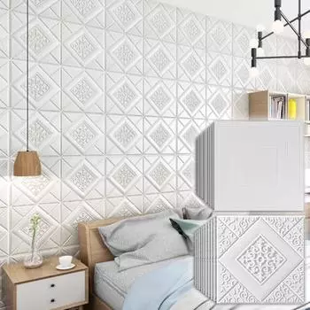 5/10 шт. 35x35 см 3d потолочные водонепроницаемые наклейки на стену пенопластовые самоклеящиеся обои классические современные украшения дома ПВХ гостиная 5PCS