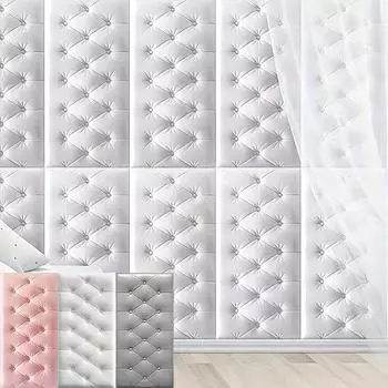 5/10 шт. 3D-наклеек на стену, препятствующих столкновениям, мягкая подушка для спины с татами, самоклеящиеся наклейки на стену, отклеивающиеся и наклеивающиеся обои, украшение стен! 5pcs белый