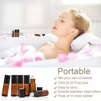 5/10 шт. 5/10 мл, пустой рулон, стеклянная бутылка на ролике, многоразовые флаконы для эфирных масел, флаконы для хранения духов, контейнеры для дезодорантов 5ml-5pcs