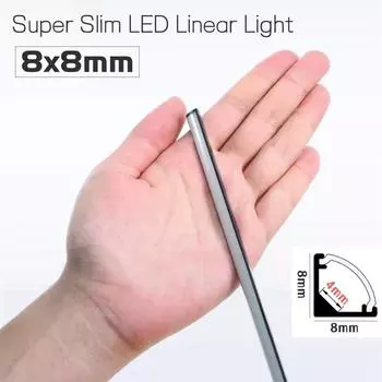 5/10 шт. 8x8 мм ультра узкий светодиодный алюминиевый профиль для 5050 3528 V-образного канала молочного цвета для ПК, держателя крышки шкафа, полки, барной ленты 0.5mx5pcs