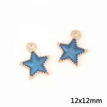 5-10 шт эмалевый сплав в форме звезды/планеты/луны подвески бусины-подвески для ювелирных изделий своими руками 12x12mm 10pcs-Star синий