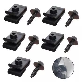 5/10 шт. автомобильные зажимы с винтовым основанием U-образного типа, гайка крепления номерного знака, монтажный зажим, заклепки для крыльев двигателя, бампера 5