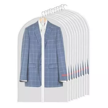 5/10 шт. чехлов для одежды с застежкой-молнией, полупрозрачные чехлы для костюмов, многоразовые, моющиеся, организация гардероба 10pcs