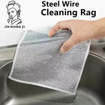 5/10 шт., кухонная волшебная тряпка для уборки, металлическая стальная проволока, тряпка для чистки, антипригарная масляная тряпка для сковородок, плита, инструменты для удаления ржавчины, инструменты для чистки. 5pcs