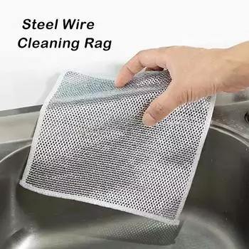 5/10 шт., кухонная волшебная тряпка для чистки, металлическая стальная проволока, тряпка для чистки, антипригарная масляная тряпка для посуды для сковород, плита, инструменты для удаления ржавчины, чистые инструменты single layer-1pc