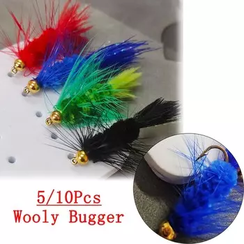 5/10 шт. латунные бусины с головкой, рыболовные мушки для ловли окуня, приманки для ловли форели Flashabou 5Pcs красный