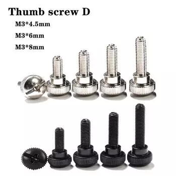 5/10 шт. M3, черный, серебристый цвет, углеродистая сталь, чехол для ПК, чехол для компьютера с прорезями, крестообразная головка, затянуть вручную болт, винт с накатанной головкой, винт с накатанной головкой Black M3*4.5mm-10pcs