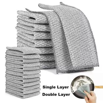 5-10 шт. Металлические тряпки из стальной проволоки для дома, кухни, кастрюли, мытья посуды, тряпки для уборки, полотенце, тряпка для мытья посуды 5pcs